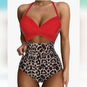 Women Wrap Cut Out One Piece Swimsuit High Waisted Monokini Bathing Suit,XL